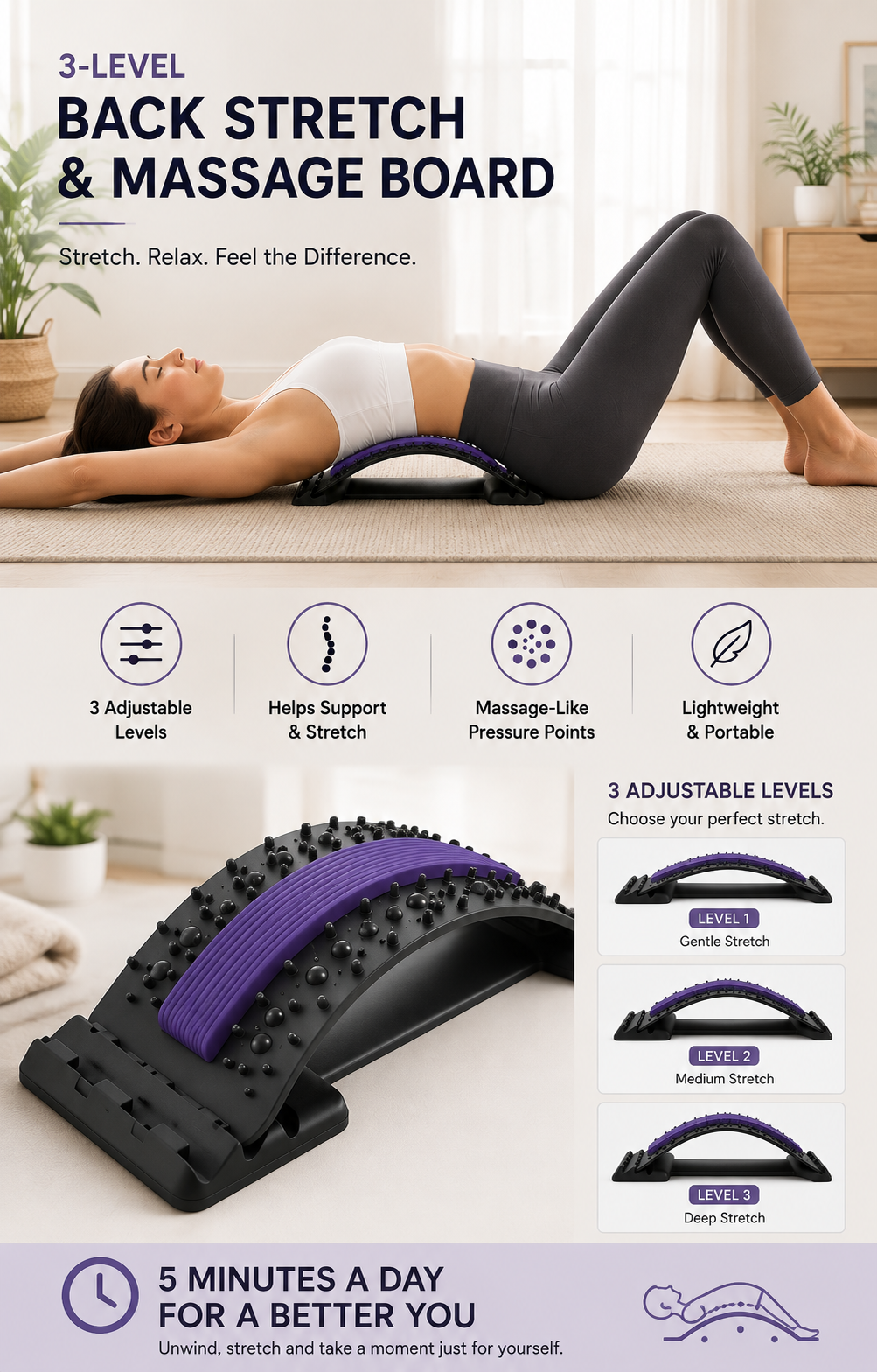 Adjustable Back Stretch & Relaxation Board