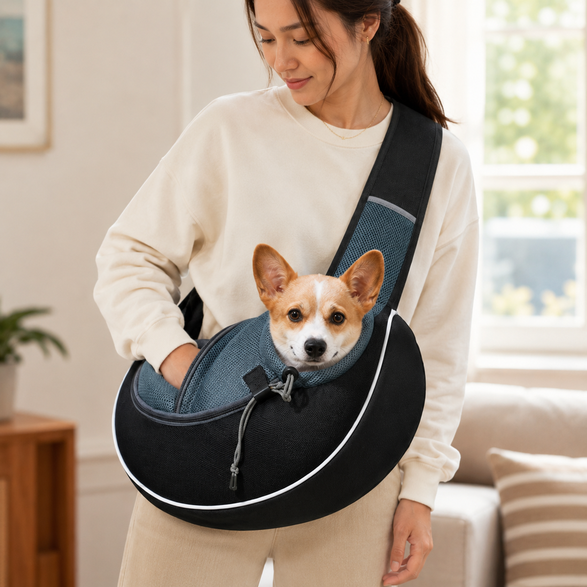Hands-Free Crossbody Pet Carrier for Cats & Small Dogs