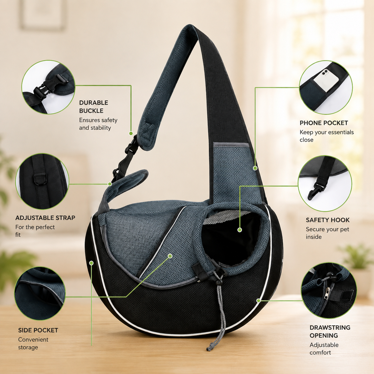 Hands-Free Crossbody Pet Carrier for Cats & Small Dogs